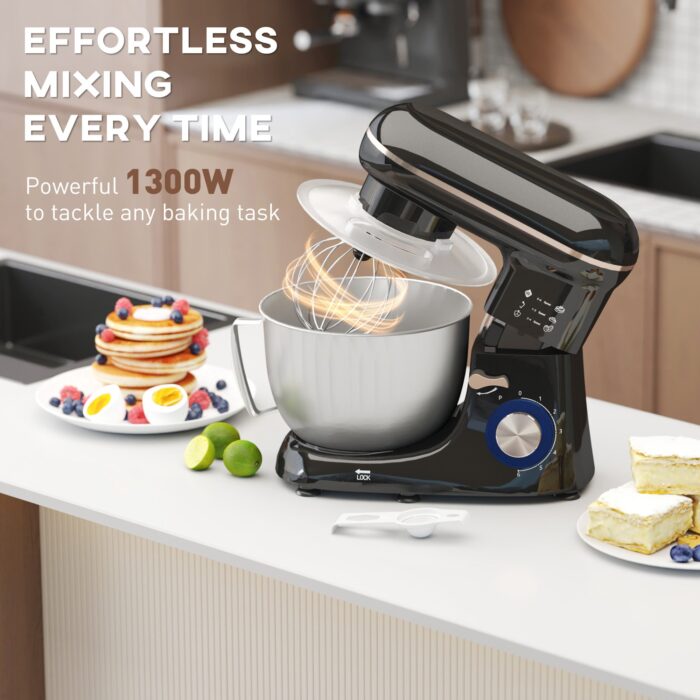 1300W Kitchen Stand Mixer, with Accessories - Black - Image 4