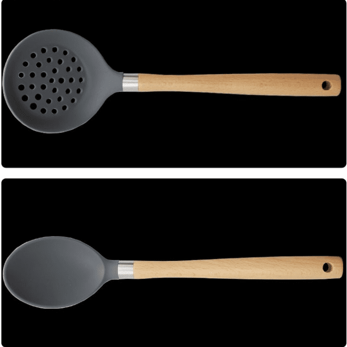 Silicone Kitchen Utensils Set with Wooden Handle - Image 5