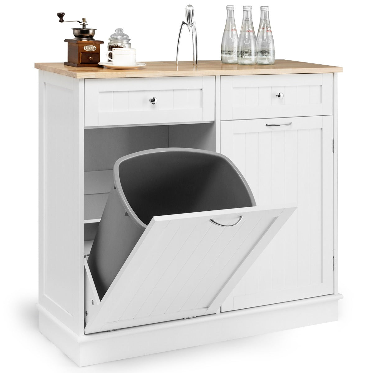 NNECW Kitchen Trash with Adjustable Shelf for Kitchen-White - Image 2