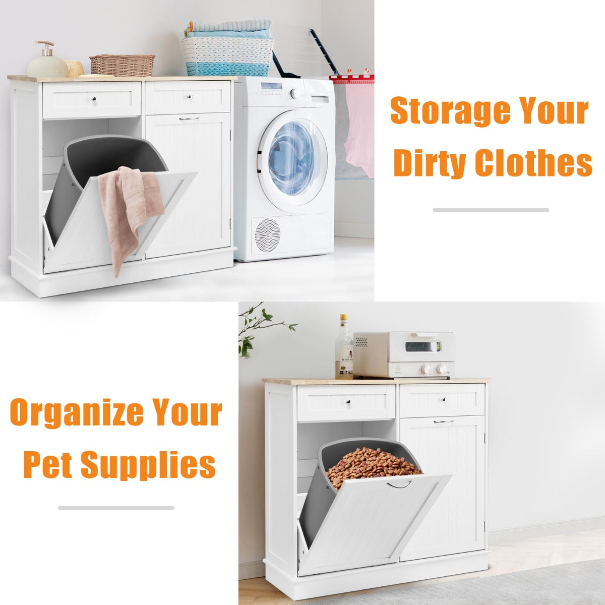 NNECW Kitchen Trash with Adjustable Shelf for Kitchen-White - Image 3